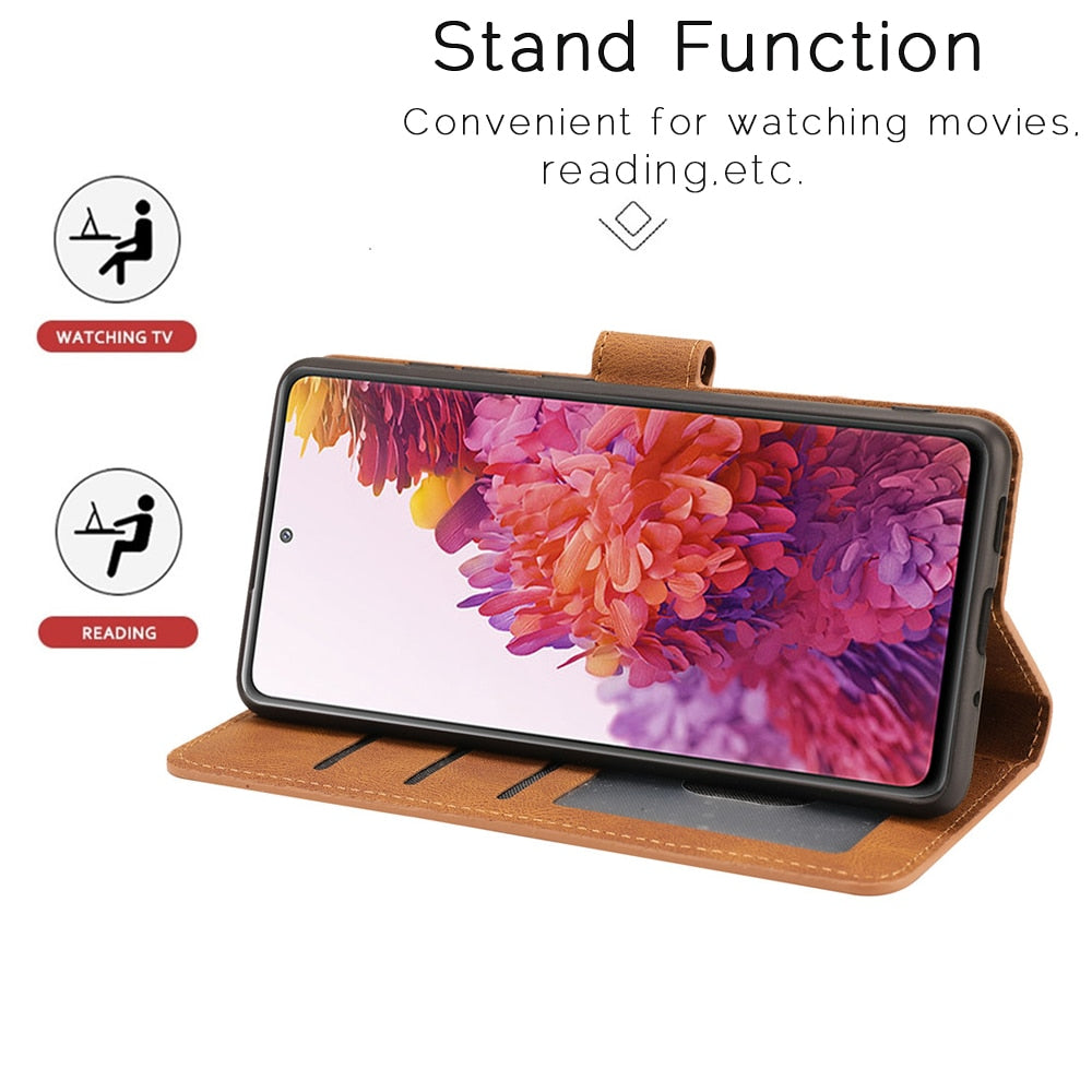 Leather Flip Wallet Case For Samsung