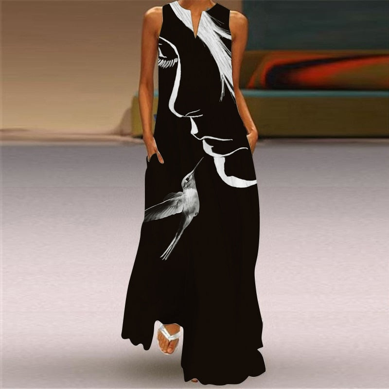 (4XL-5XL) Summer Beach Sleeveless Dress