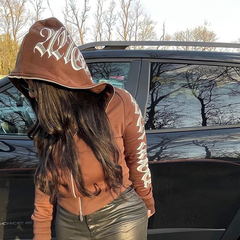 Women Zip Up Streetwear Hoodie