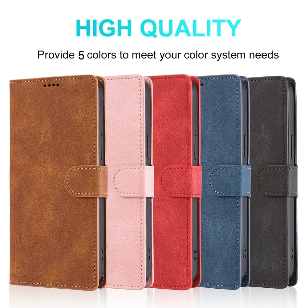 Leather Flip Wallet Case For Samsung