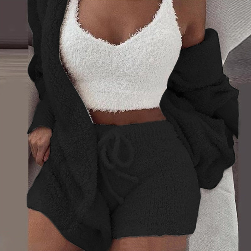 (S-L) Sexy 3 Piece Fleece Outfit