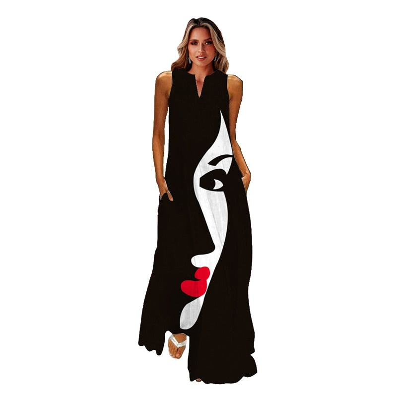 (4XL-5XL) Summer Beach Sleeveless Dress