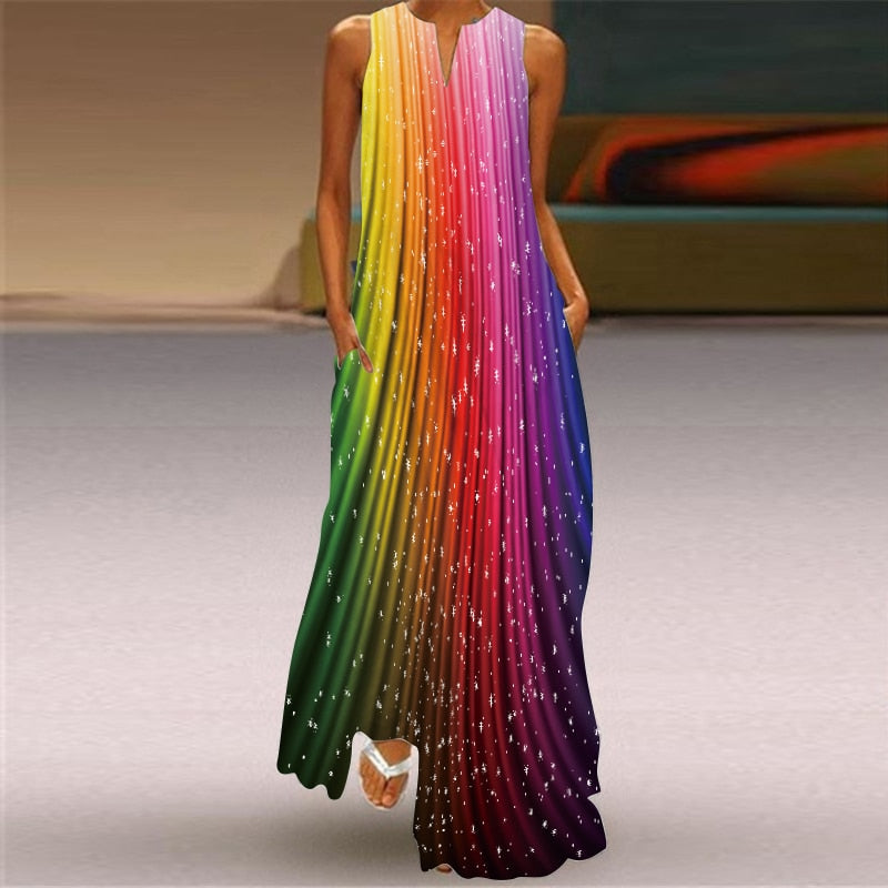 (S-L) Summer Beach Sleeveless Dress