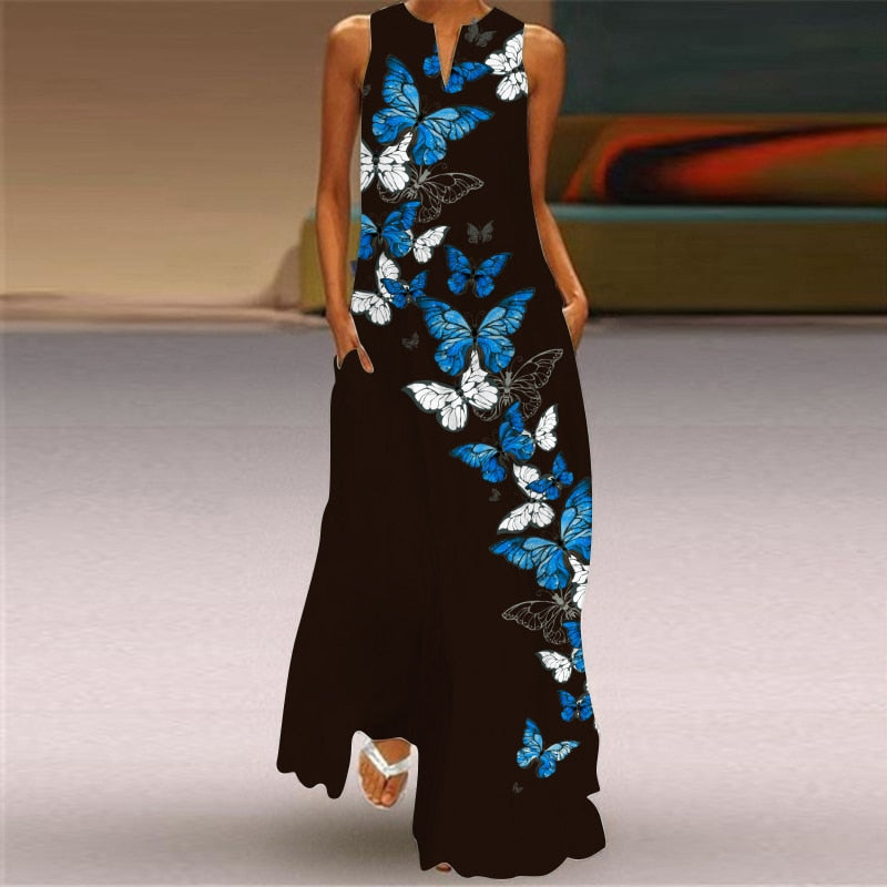 (S-L) Summer Beach Sleeveless Dress