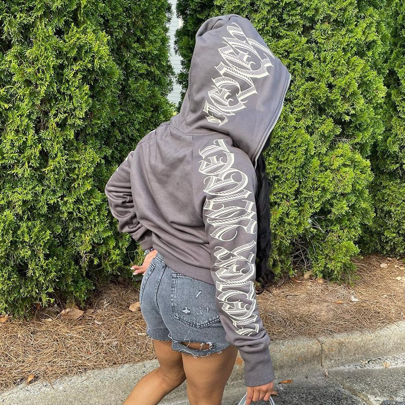 Women Zip Up Streetwear Hoodie