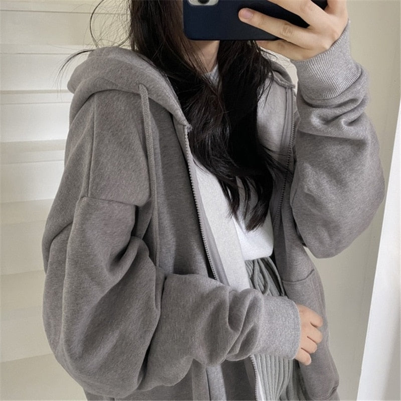 Women Zip Up Streetwear Hoodie