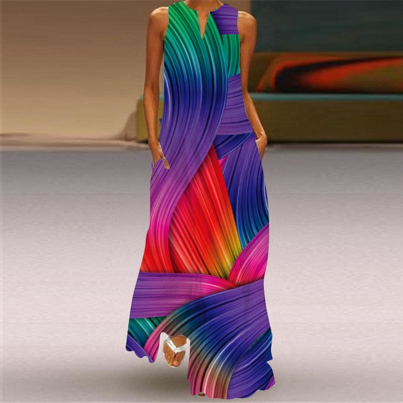 (4XL-5XL) Summer Beach Sleeveless Dress