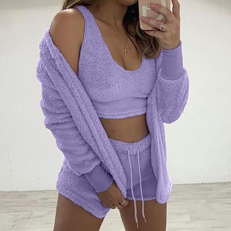 (S-L) Sexy 3 Piece Fleece Outfit