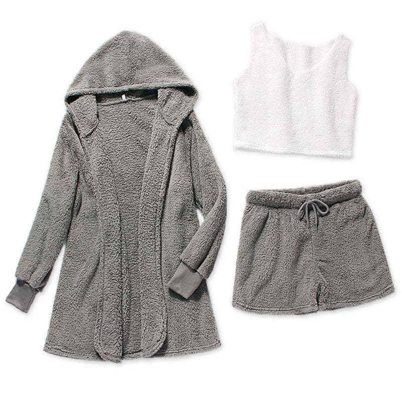 (XL-3XL) Sexy 3 Piece Fleece Outfit