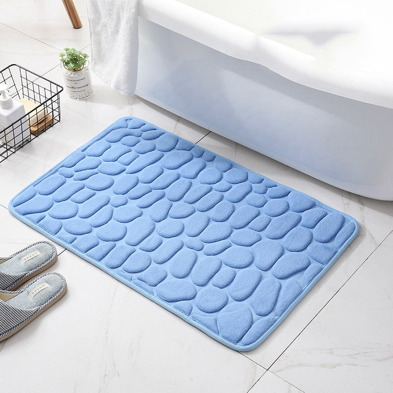 Cobblestone Embossed Bathroom Non-Slip Memory Foam Pad Bath Mat