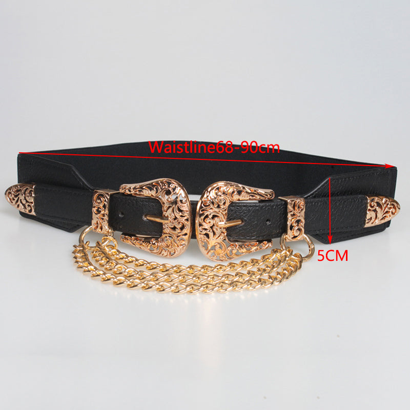 68cm Women's Double Buckle Punk Chain Belt