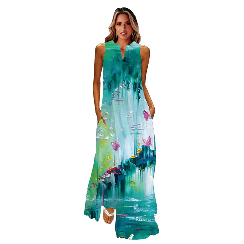 (S-L) Summer Beach Sleeveless Dress