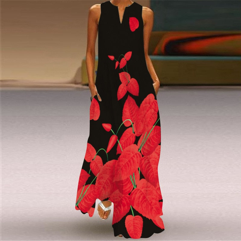 (S-L) Summer Beach Sleeveless Dress