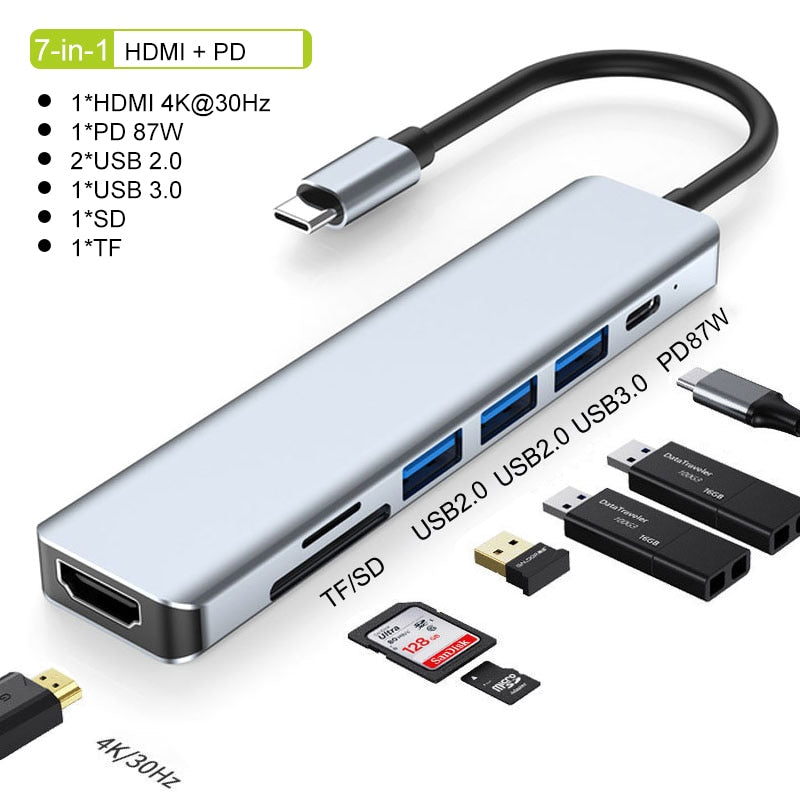 USB C Docking Station 7-in-1 To 8in-1