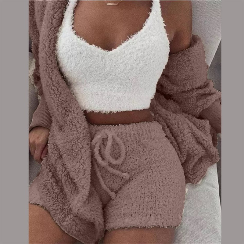 (S-L) Sexy 3 Piece Fleece Outfit