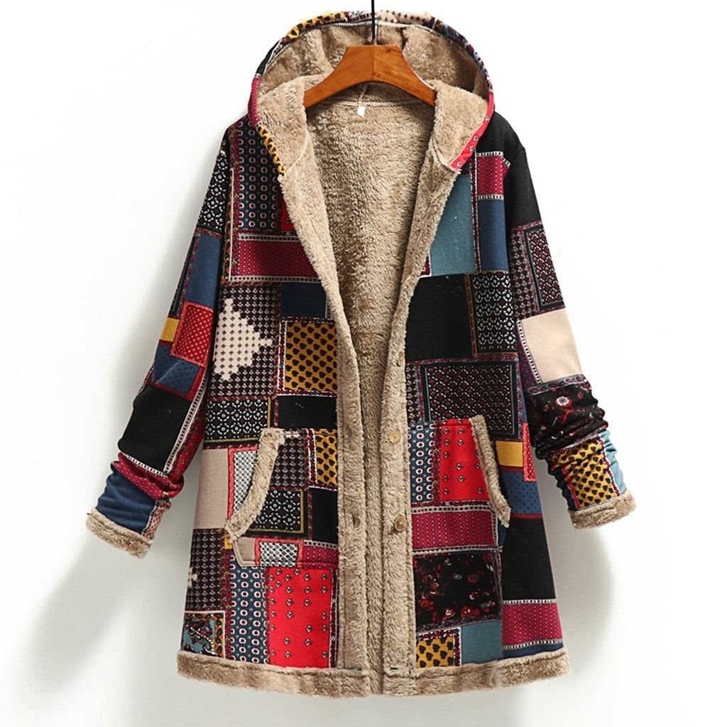 Vintage Zoe California Women's Wool Patchwork shops Long Coat