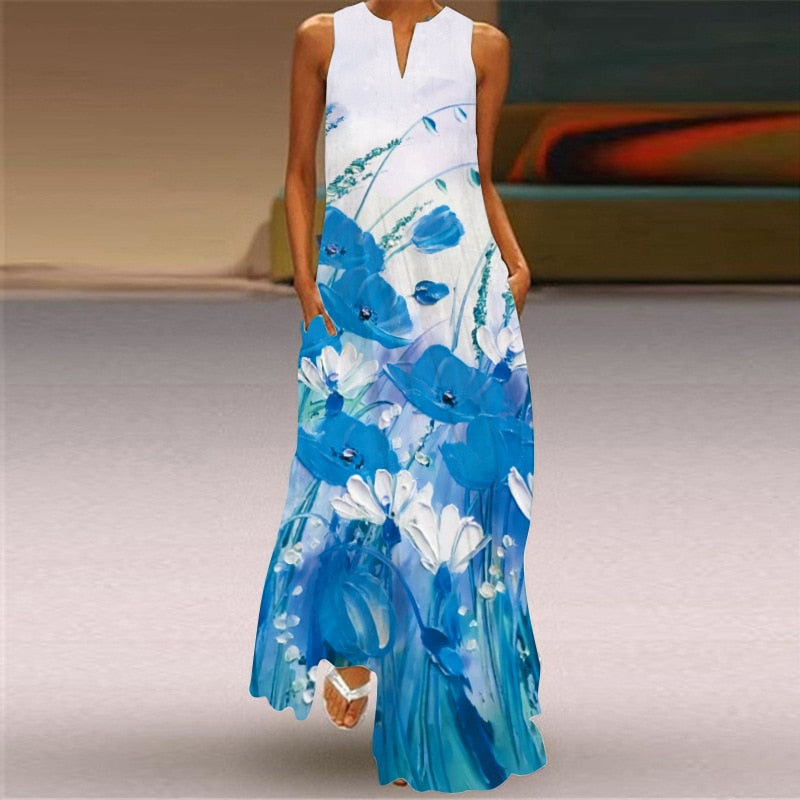 (4XL-5XL) Summer Beach Sleeveless Dress