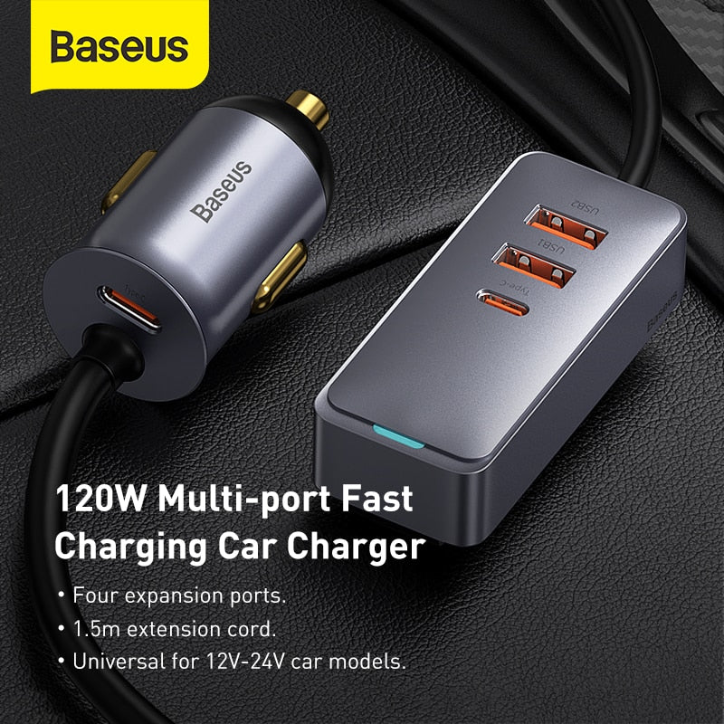 Baseus 120W PD Quick Car Charger QC 3.0 PD 3.0 USB C