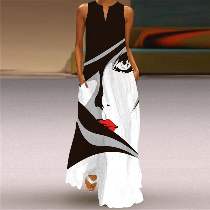 (4XL-5XL) Summer Beach Sleeveless Dress