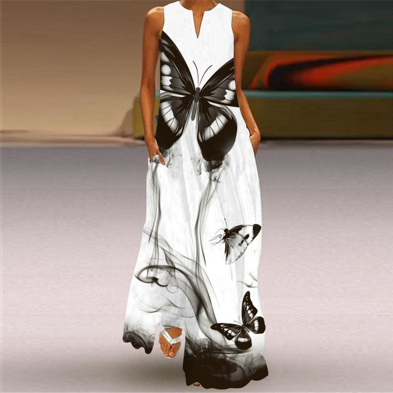(4XL-5XL) Summer Beach Sleeveless Dress
