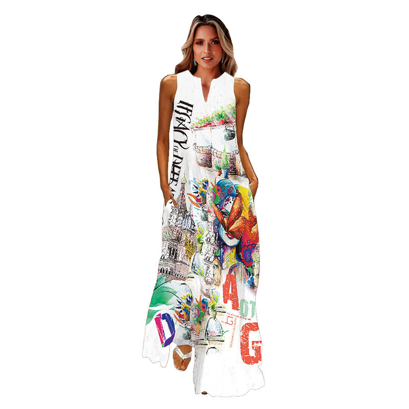 (S-L) Summer Beach Sleeveless Dress
