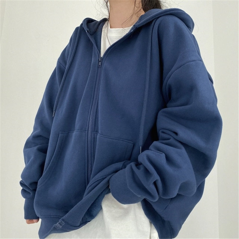 Women Zip Up Streetwear Hoodie