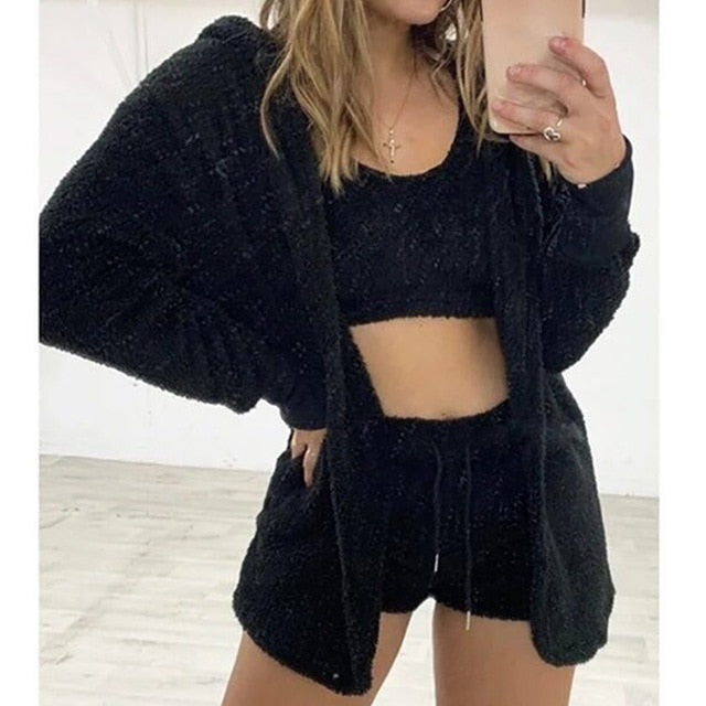 (S-L) Sexy 3 Piece Fleece Outfit