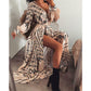 Autumn Spring Boho Long Sleeve Slit Maxi Deep V-neck Sundress