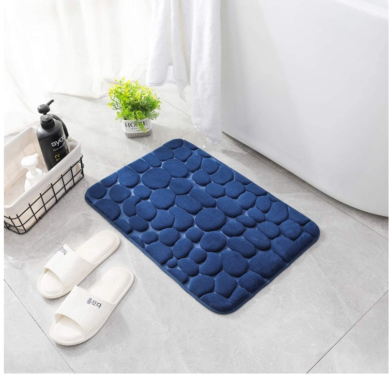 Cobblestone Embossed Bathroom Non-Slip Memory Foam Pad Bath Mat