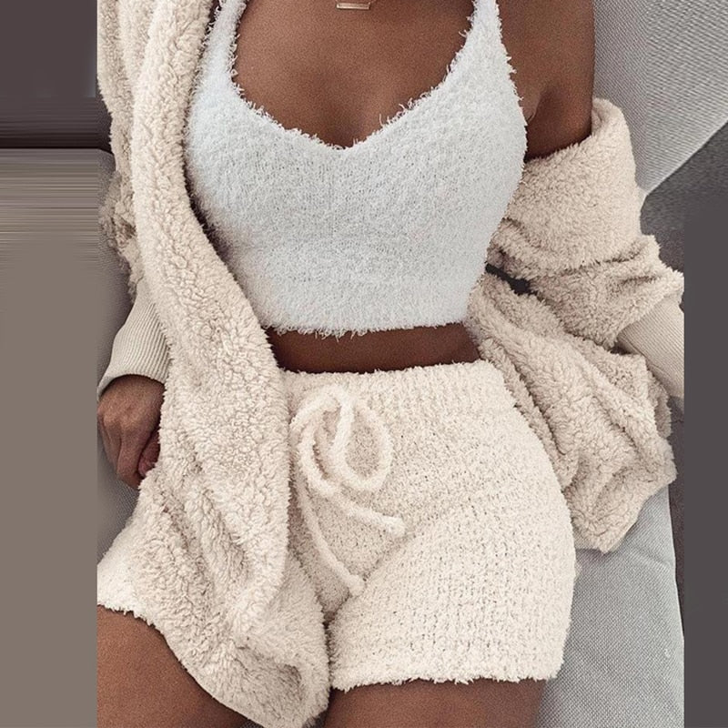 (S-L) Sexy 3 Piece Fleece Outfit