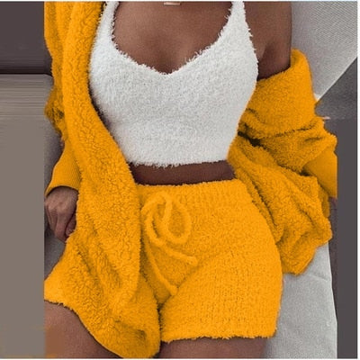 (XL-3XL) Sexy 3 Piece Fleece Outfit