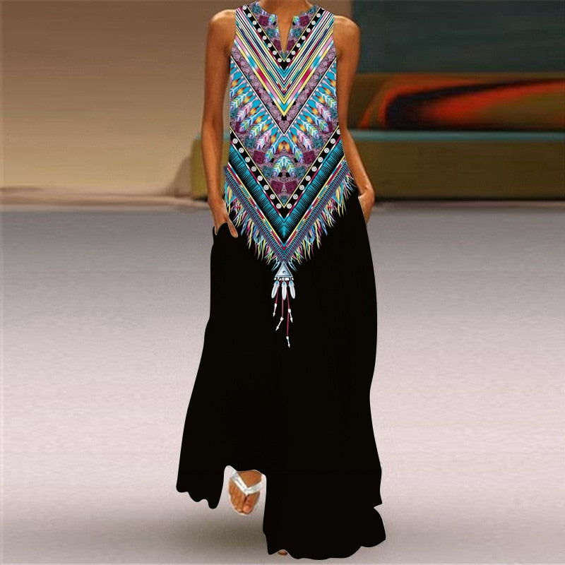 (4XL-5XL) Summer Beach Sleeveless Dress