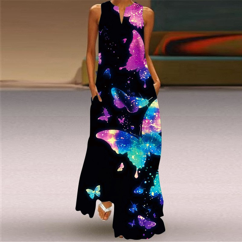 (S-L) Summer Beach Sleeveless Dress