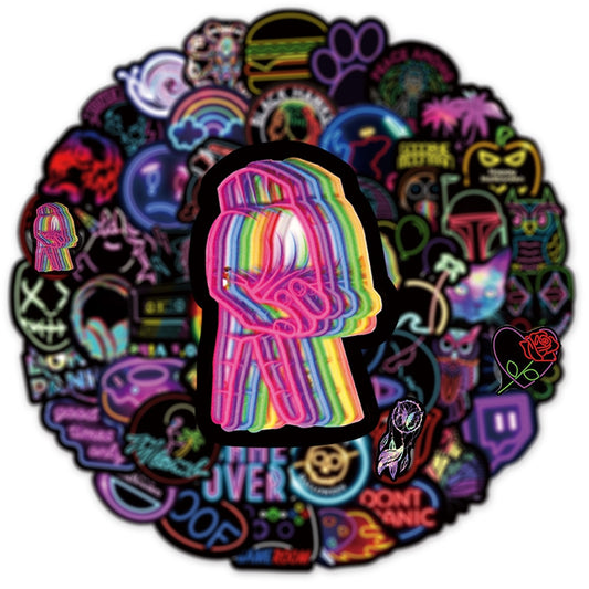 100 PCS Neon Cartoon Graffiti Stickers