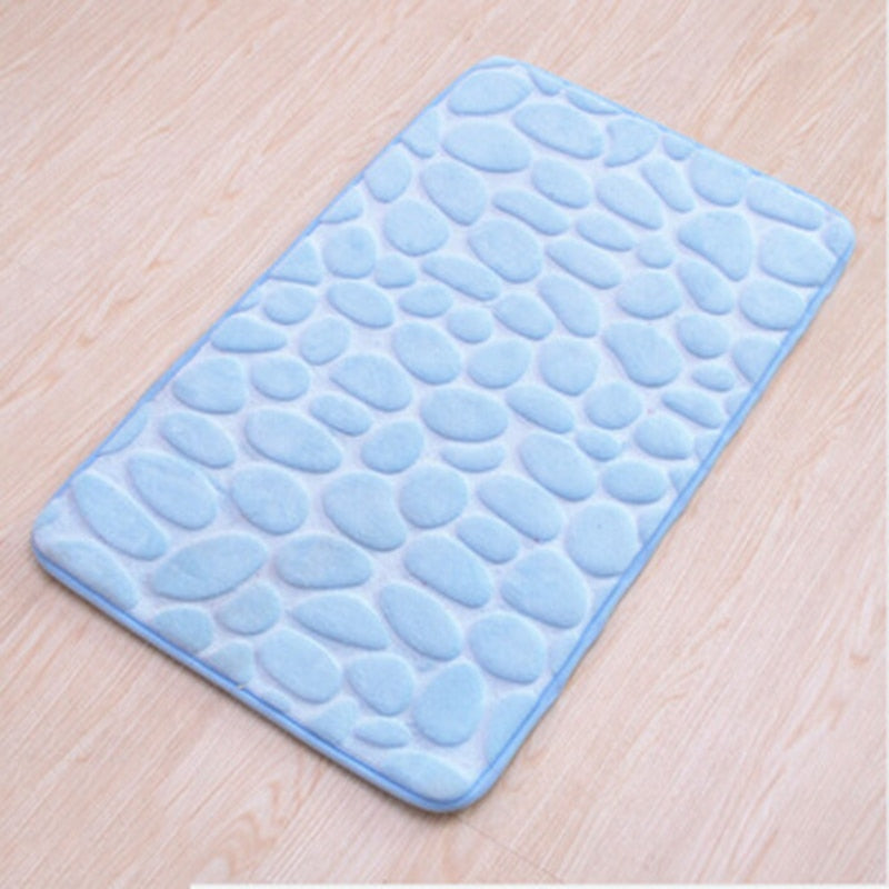 Cobblestone Embossed Bathroom Non-Slip Memory Foam Pad Bath Mat