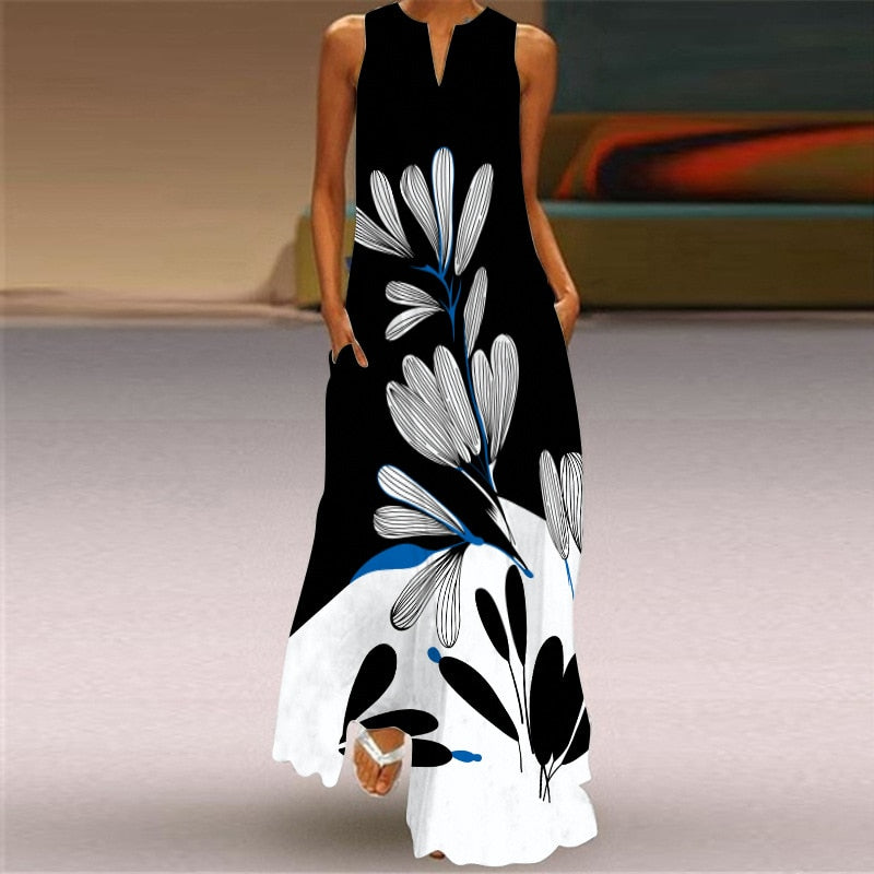 (4XL-5XL) Summer Beach Sleeveless Dress