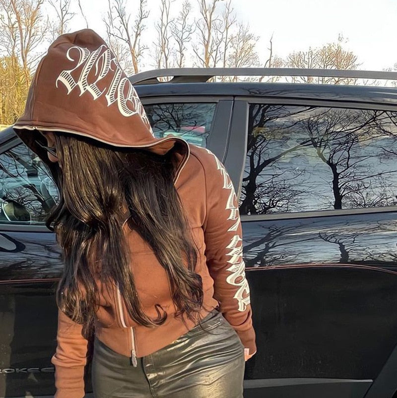Women Zip Up Streetwear Hoodie