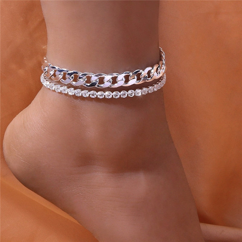 Rhinestone Gold/Silver Anklets