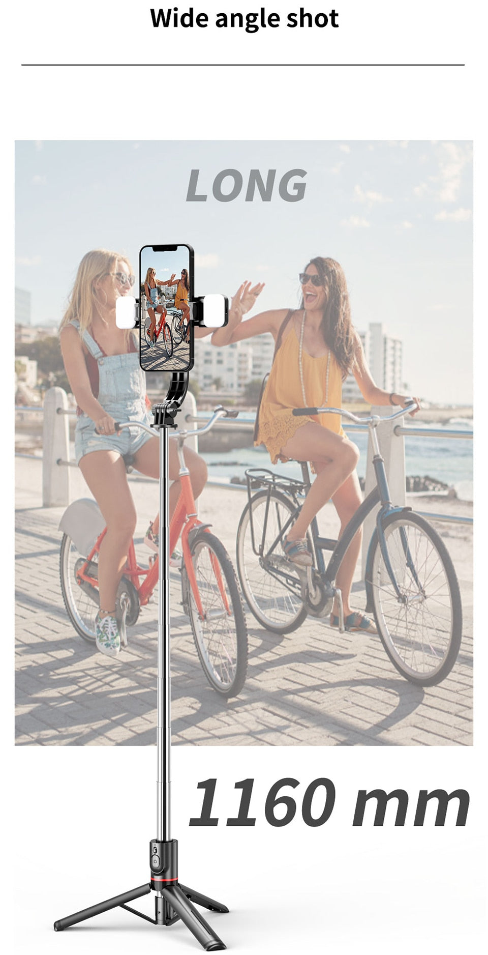 Selfie Stick Bluetooth Fill Light Tripod With Remote 1160mm