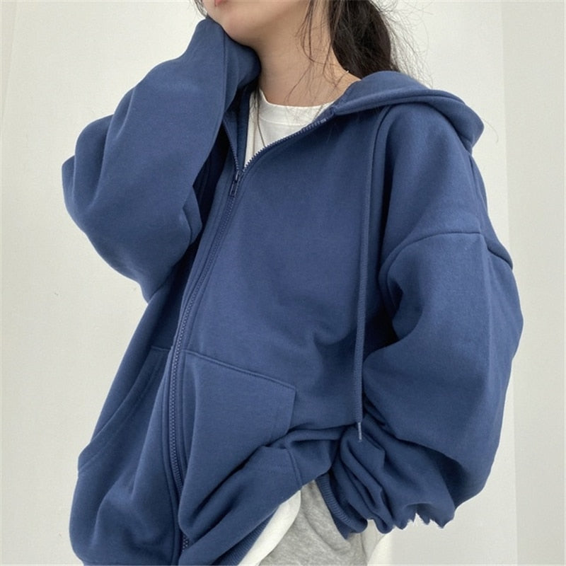 Women Zip Up Streetwear Hoodie