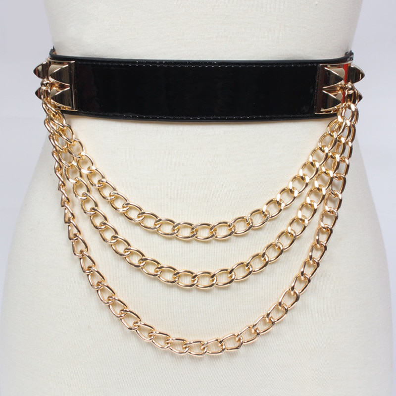 68cm Women's Double Buckle Punk Chain Belt