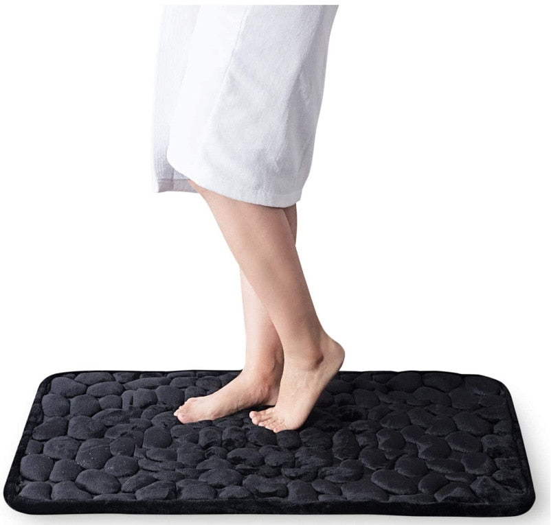 Cobblestone Embossed Bathroom Non-Slip Memory Foam Pad Bath Mat