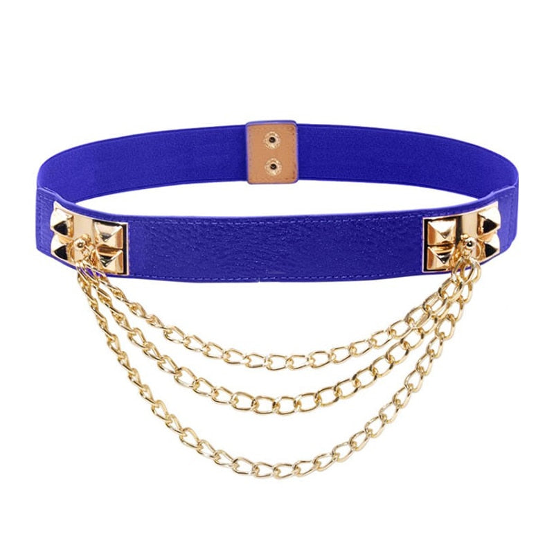 68cm Women's Double Buckle Punk Chain Belt