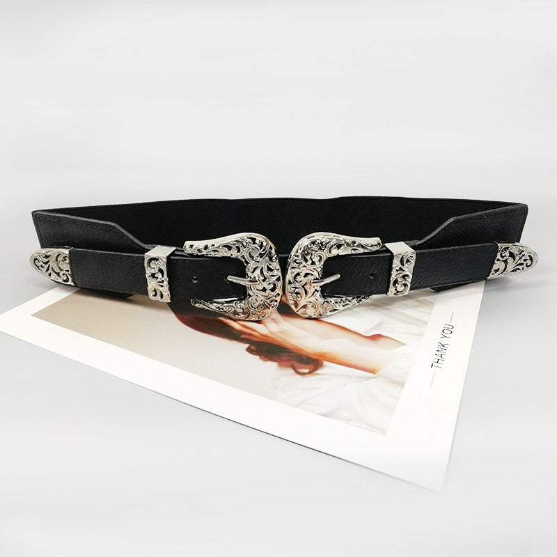 68cm Women's Double Buckle Punk Chain Belt