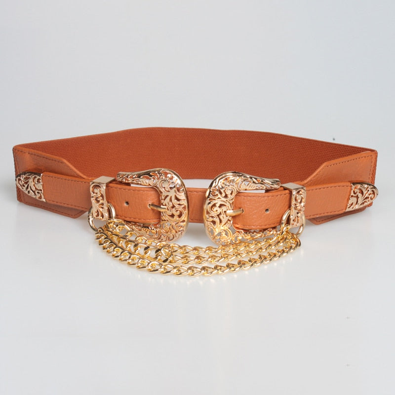 68cm Women's Double Buckle Punk Chain Belt