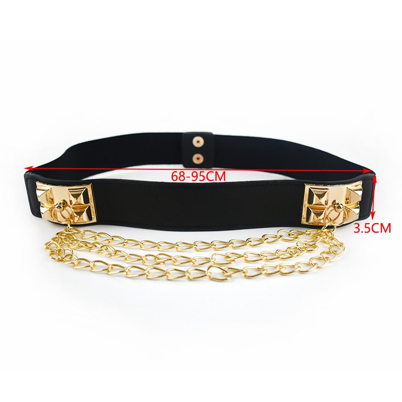 68cm Women's Double Buckle Punk Chain Belt