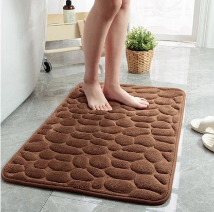 Cobblestone Embossed Bathroom Non-Slip Memory Foam Pad Bath Mat