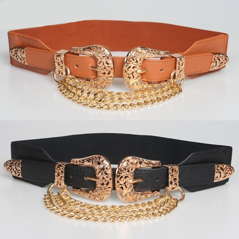 68cm Women's Double Buckle Punk Chain Belt