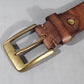 Vintage Luxury Handmade 100% Cowhide Leather Copper Buckle Mans Belt