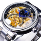 Automatic Mechanical Golden Moon Phase Business Steel Strap Watch